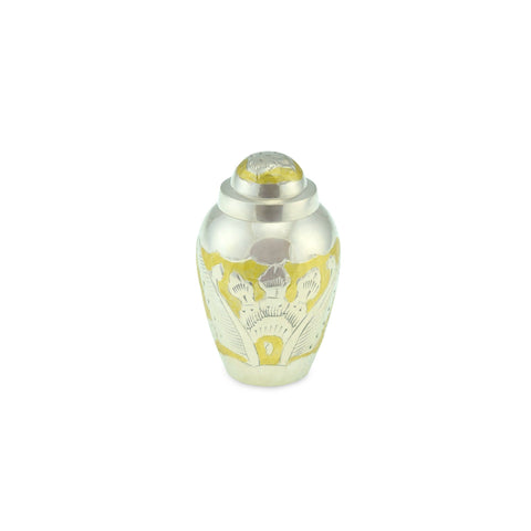 Clovelly Brass Adult Keepsake / Miniature Cremation Urn for Ashes in Gold & Silver - Cherished Urns