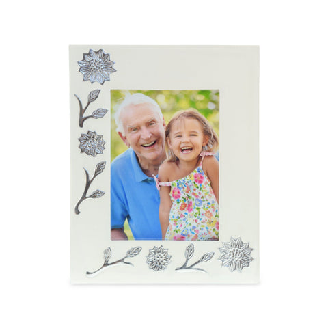 Sun Flower Polished White Photoframe - Cherished Urns