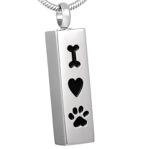 Silver I Heart Paw Print Memorial Ash Keepsake Cremation Pendant - Cherished Urns