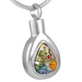 Multicolour Glass Water Drop Memorial Ash Keepsake Cremation Pendant - Cherished Urns