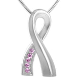 Silver Cross with Pink Crystals Memorial Ash Keepsake Cremation Pendant - Cherished Urns