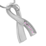 Silver Cross with Pink Crystals Memorial Ash Keepsake Cremation Pendant - Cherished Urns
