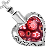 Red Glass Heart Memorial Ash Keepsake Cremation Pendant - Cherished Urns