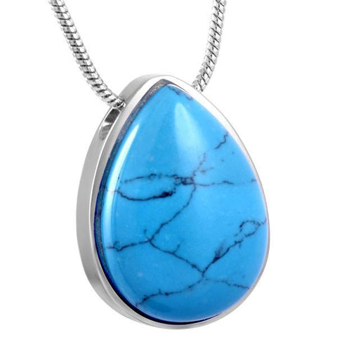 Blue Drop Memorial Ash Keepsake Cremation Pendant - Cherished Urns