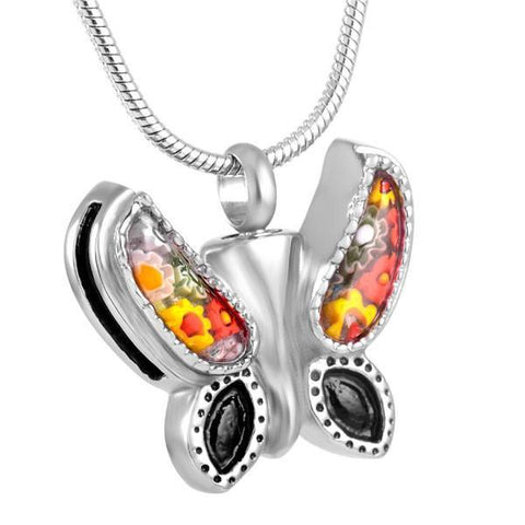 Rainbow Butterfly Memorial Ash Keepsake Cremation Pendant - Cherished Urns