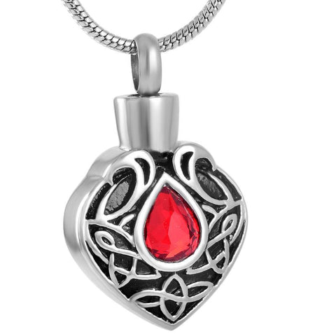 Red Stone Celtic Memorial Ash Keepsake Cremation Pendant - Cherished Urns