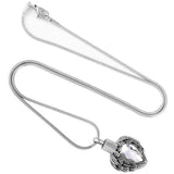 White Feather with Crystal Memorial Ash Keepsake Cremation Pendant - Cherished Urns