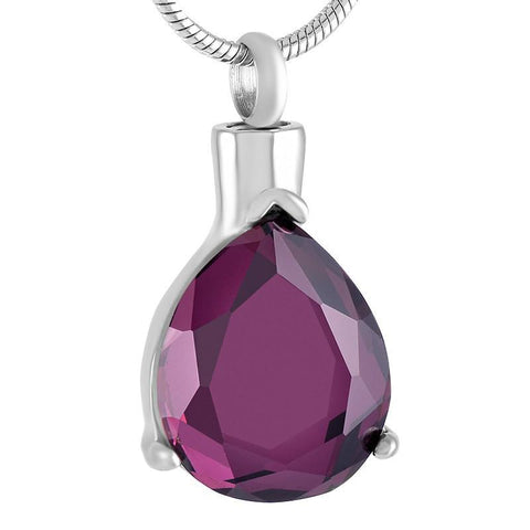 Purple Drop Memorial Ash Keepsake Cremation Pendant - Cherished Urns