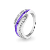 Ladies Oceans Memorial Ashes Ring with Fine Crystals - Cherished Urns