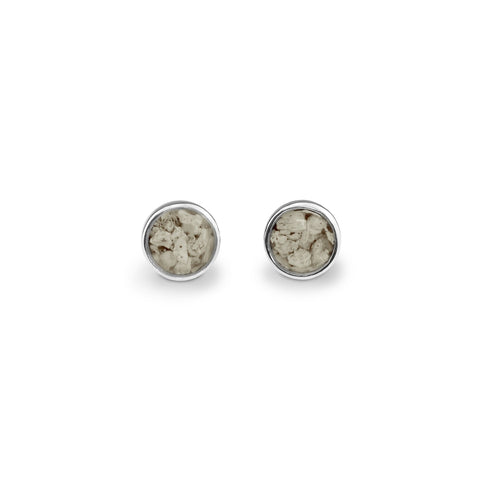 Ladies Sterling Silver Classic Round Memorial Ashes Earrings - Cherished Urns