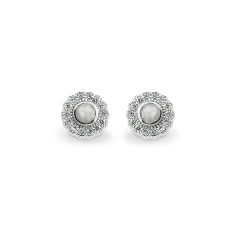 Ladies Petals Memorial Ashes Earrings with Fine Crystals - Cherished Urns