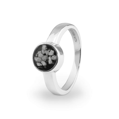Ladies Classic Round Memorial Ashes Ring - Cherished Urns