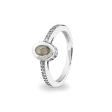 Ladies Oval Halo Memorial Ashes Ring with Fine Crystals - Cherished Urns