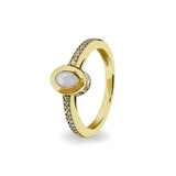 Ladies Oval Halo Memorial Ashes Ring with Fine Crystals - Cherished Urns