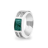 Unisex Oblong Memorial Ashes Ring with Fine Crystals - Cherished Urns