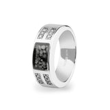 Unisex Oblong Memorial Ashes Ring with Fine Crystals - Cherished Urns