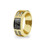 Unisex Oblong Memorial Ashes Ring with Fine Crystals - Cherished Urns