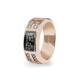 Unisex Oblong Memorial Ashes Ring with Fine Crystals - Cherished Urns