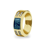 Unisex Oblong Memorial Ashes Ring with Fine Crystals - Cherished Urns