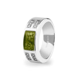 Unisex Oblong Memorial Ashes Ring with Fine Crystals - Cherished Urns
