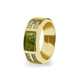 Unisex Oblong Memorial Ashes Ring with Fine Crystals - Cherished Urns
