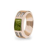 Unisex Oblong Memorial Ashes Ring with Fine Crystals - Cherished Urns
