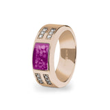 Unisex Oblong Memorial Ashes Ring with Fine Crystals - Cherished Urns