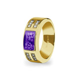 Unisex Oblong Memorial Ashes Ring with Fine Crystals - Cherished Urns