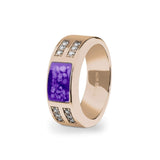 Unisex Oblong Memorial Ashes Ring with Fine Crystals - Cherished Urns