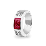 Unisex Oblong Memorial Ashes Ring with Fine Crystals - Cherished Urns