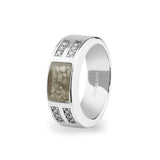Unisex Oblong Memorial Ashes Ring with Fine Crystals - Cherished Urns