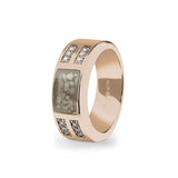 Unisex Oblong Memorial Ashes Ring with Fine Crystals - Cherished Urns