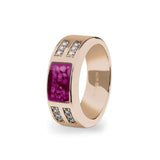 Unisex Oblong Memorial Ashes Ring with Fine Crystals - Cherished Urns
