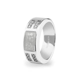 Unisex Oblong Memorial Ashes Ring with Fine Crystals - Cherished Urns