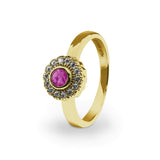 Ladies Petals Memorial Ashes Ring with Fine Crystals - Cherished Urns