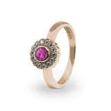 Ladies Petals Memorial Ashes Ring with Fine Crystals - Cherished Urns