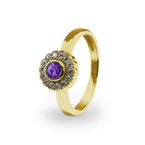 Ladies Petals Memorial Ashes Ring with Fine Crystals - Cherished Urns