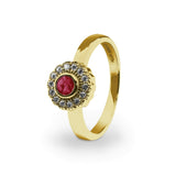 Ladies Petals Memorial Ashes Ring with Fine Crystals - Cherished Urns