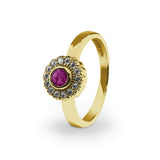 Ladies Petals Memorial Ashes Ring with Fine Crystals - Cherished Urns