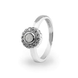 Ladies Petals Memorial Ashes Ring with Fine Crystals - Cherished Urns