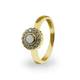 Ladies Petals Memorial Ashes Ring with Fine Crystals - Cherished Urns