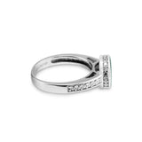 Ladies Round Halo Memorial Ashes Ring with Fine Crystals - Cherished Urns