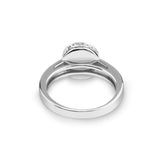 Ladies Round Halo Memorial Ashes Ring with Fine Crystals - Cherished Urns