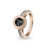 Ladies Round Halo Memorial Ashes Ring with Fine Crystals - Cherished Urns