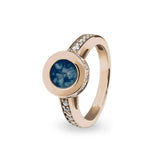 Ladies Round Halo Memorial Ashes Ring with Fine Crystals - Cherished Urns