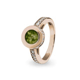 Ladies Round Halo Memorial Ashes Ring with Fine Crystals - Cherished Urns