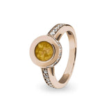 Ladies Round Halo Memorial Ashes Ring with Fine Crystals - Cherished Urns