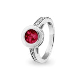 Ladies Round Halo Memorial Ashes Ring with Fine Crystals - Cherished Urns