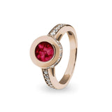 Ladies Round Halo Memorial Ashes Ring with Fine Crystals - Cherished Urns