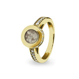 Ladies Round Halo Memorial Ashes Ring with Fine Crystals - Cherished Urns